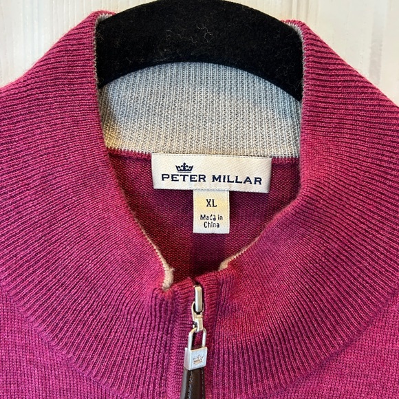 Peter Millar Men's Zip-Up purple-plum merino wool & silk Sweater Vest size XL - Picture 3 of 9